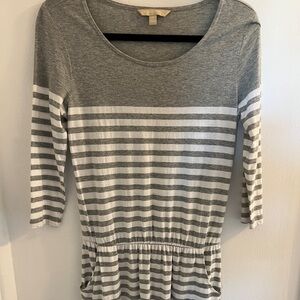 Banana Republic Gray and White Striped Dress